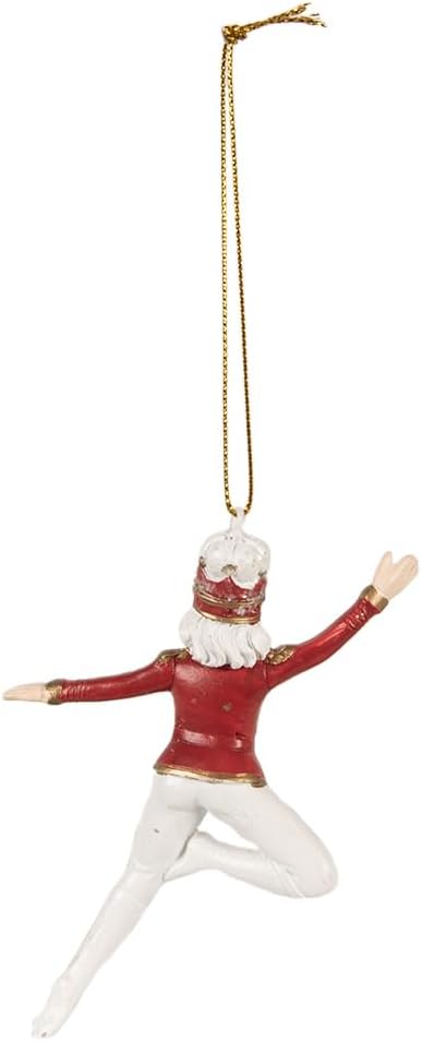 Clayre & Eef Weihnachtsanhänger Nussknacker 11 cm Rot Weiss Polyresin Weihnachtsbaumschmuck