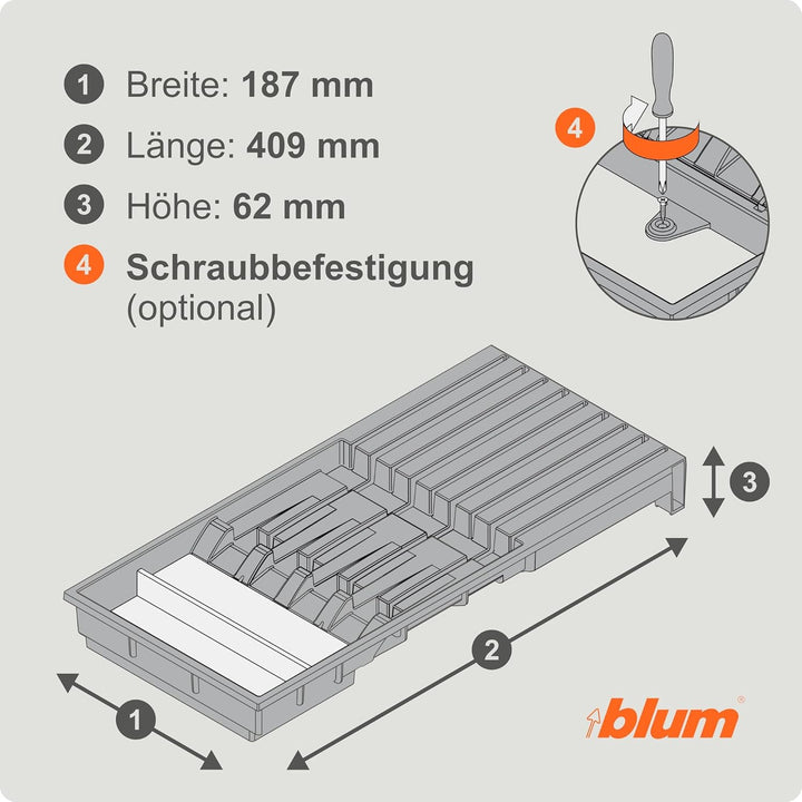 Blum AMBIA-LINE Messerhalter | Schubladen-Organizer & Küchenhelfer zur sicheren Aufbewahrung von bis