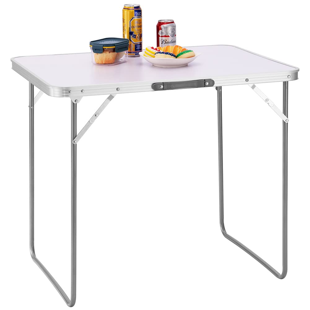BAKAJI Campingtisch Picknick, weiss, Gestell aus Aluminium, zusammenklappbares System mit Tragegriff