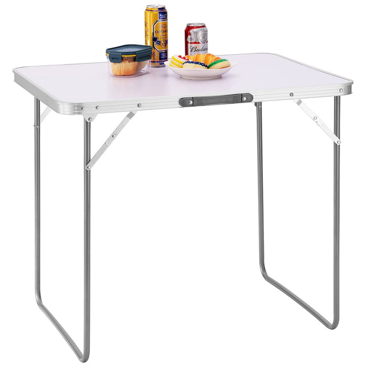 BAKAJI Campingtisch Picknick, weiss, Gestell aus Aluminium, zusammenklappbares System mit Tragegriff