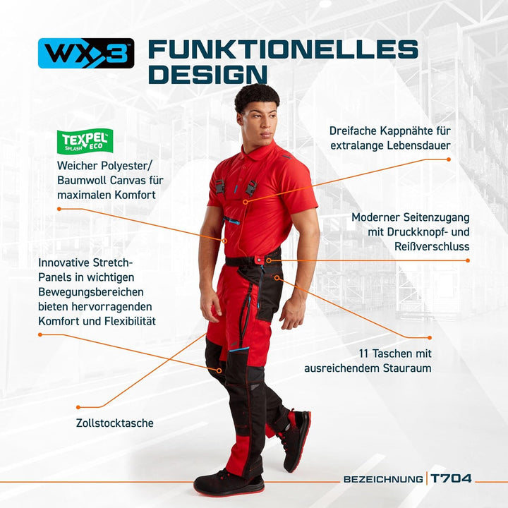 Portwest WX3 Latzhose, Grösse: XL, Farbe: Persian Blau, T704PBRXL XL Persisches Blau, XL Persisches