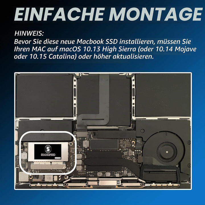 SHARKSPEED SSD 256GB NVMe für MacBook Pro A1708 M.2 PCIe Gen3.0x4 3D NAND Festplatte Intern Upgrade