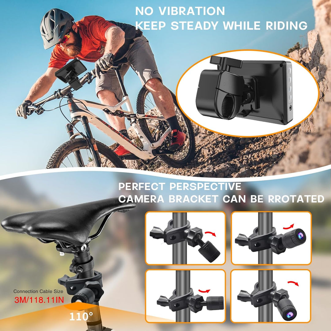 PARKVISION Fahrradspiegel Kamera 1080P, 8000mAh, Lenker 20-40mm, E-Bike