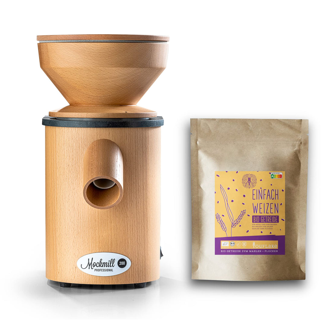 Getreidemühle Mockmill Professional 200 | frisches Mehl | Made in Germany |+ 2,5 kg Bio Weizen Profe
