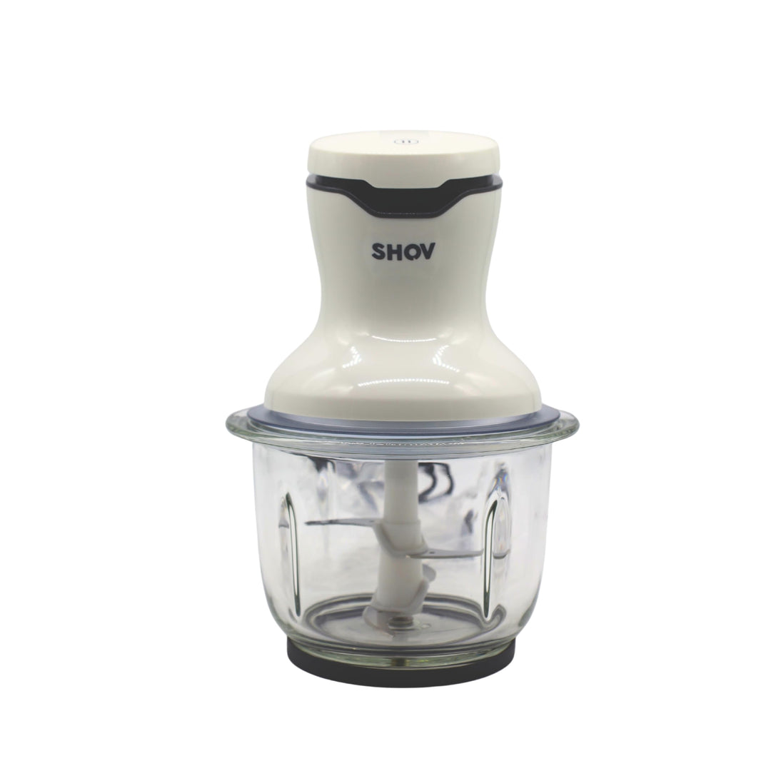 SHOV Mini Zerkleinerer Ein-Hand-Bedientaste, 700ml Glasbehälter, Gemüsezerkleinerer, elektrischer Mi