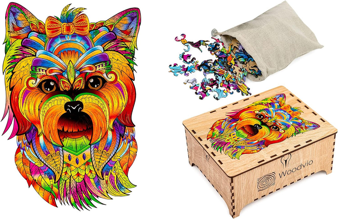 WOODVIO - Holzpuzzle für Erwachsene und Kinder - Yorkie, Fantasy-Puzzle in Tierform, 172 einzigartig