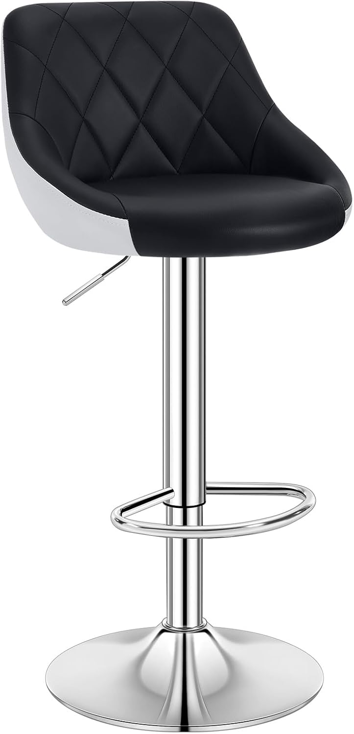 WOLTU BH30sz-2 Design 2 farbig Barhocker mit Griff 2er Set, stufenlose Höhenverstellung, verchromter