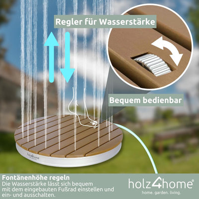 holz4home® Bodendusche als Gartendusche oder Pooldusche I Rund aus WPC und Aluminium I Höhenverstell