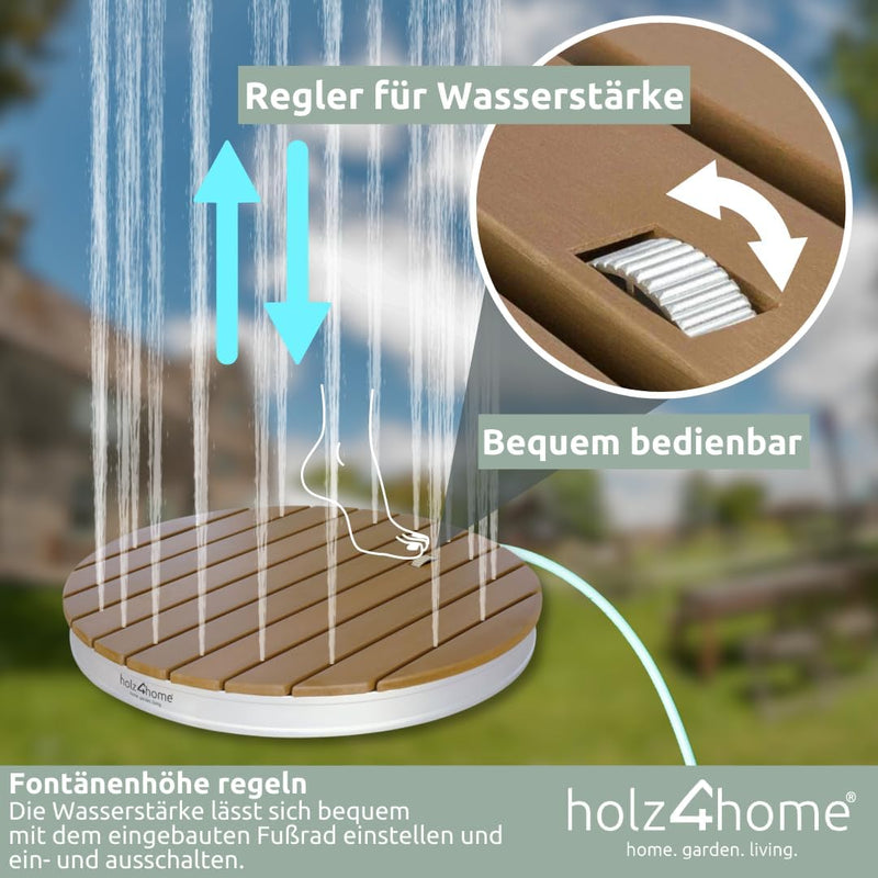 holz4home® Bodendusche als Gartendusche oder Pooldusche I Rund aus WPC und Aluminium I Höhenverstell