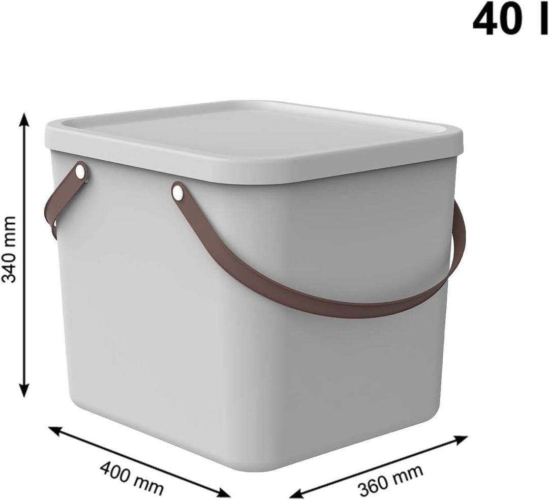 Rotho Albula 4er-Set Aufbewahrungsbox 2x40l +2x25l mit Deckel, Kunststoff (PP recycelt), weiss, 2x40