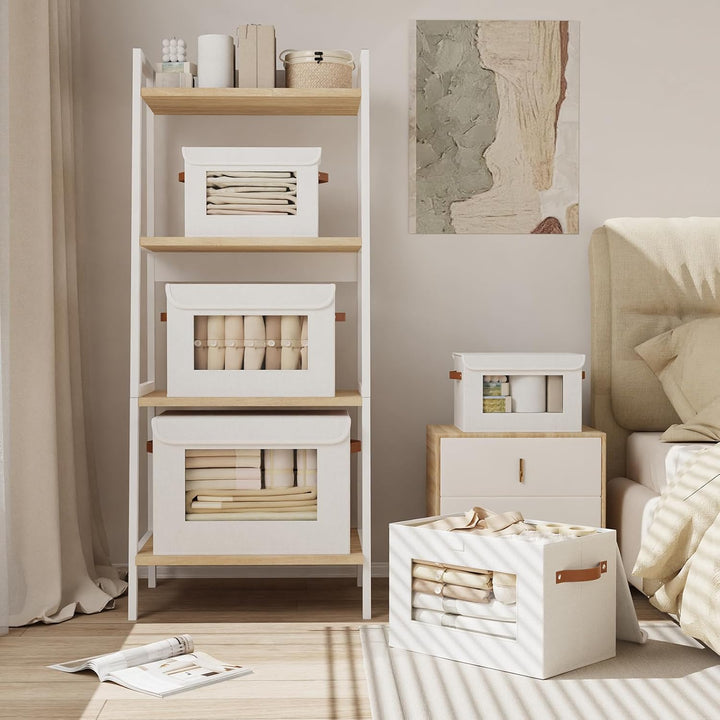 YheenLf Aufbewahrungsbox mit Deckel, Kleiderschrank Organizer, Stoffboxen mit transparentem Fenster,