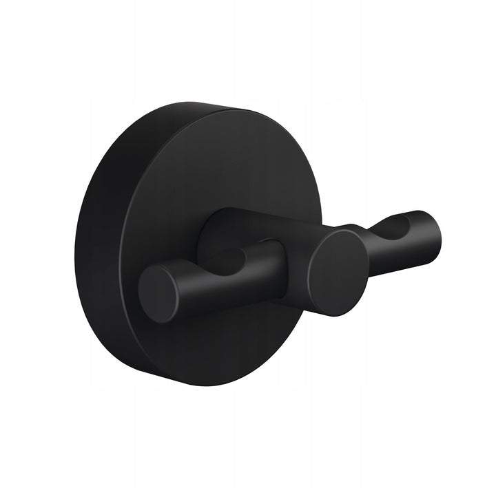 tesa MOON BLACK Bademantelhaken, matt schwarz - für Bäder im Industrial Style und moderne Badezimmer