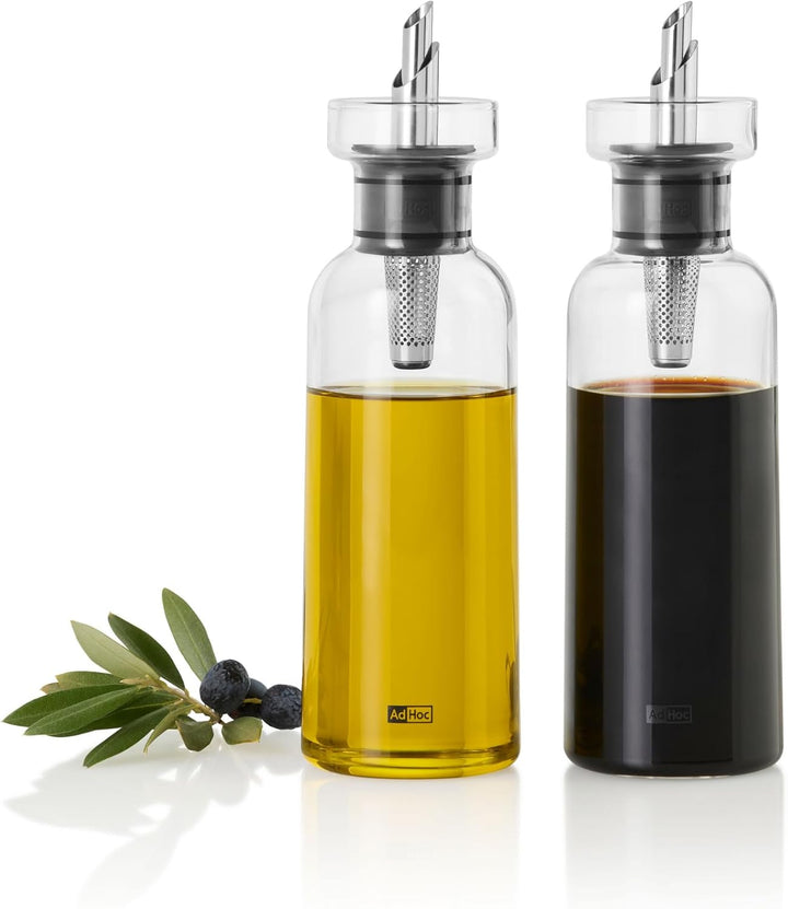 AdHoc BZ81 Set Ölspender oder Essigspender AromaPour aus Glas | elegante Olivenölflasche mit Ausgies