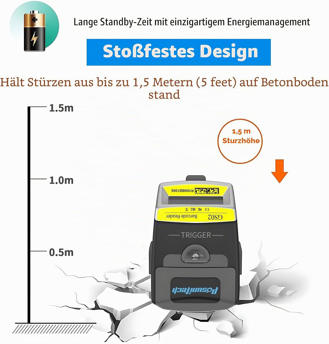 Handschuh-Barcode-Scanner 2D GS02 tragbarer Scannerleser IP65-Touch-Scanning NFC 2D-QR-Code-Scanner