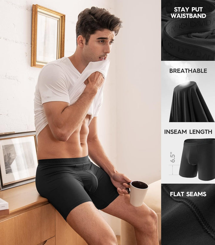 DAVID ARCHY Herren Boxershorts Mehrfachpack, Mirco Modal Stretcken Klassischer Retroshorts, Unterhos
