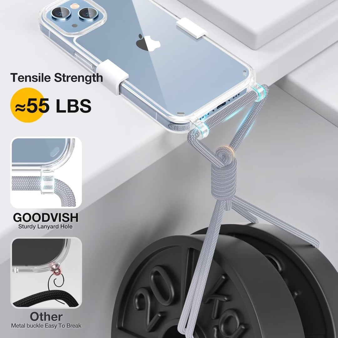 GOODVISH Handykette für iPhone 15 Hülle mit Band | Kameraschutz und Bildschirmschutz | | Necklace Ha