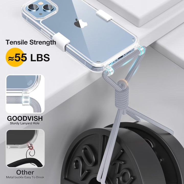 GOODVISH Handykette für iPhone 15 Hülle mit Band | Kameraschutz und Bildschirmschutz | | Necklace Ha