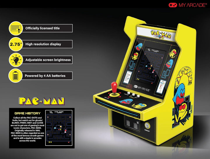My Arcade DGUNL-4194 PAC-Man Micro Player Pro Portable Retro Arcade Pac Man, Pac Man