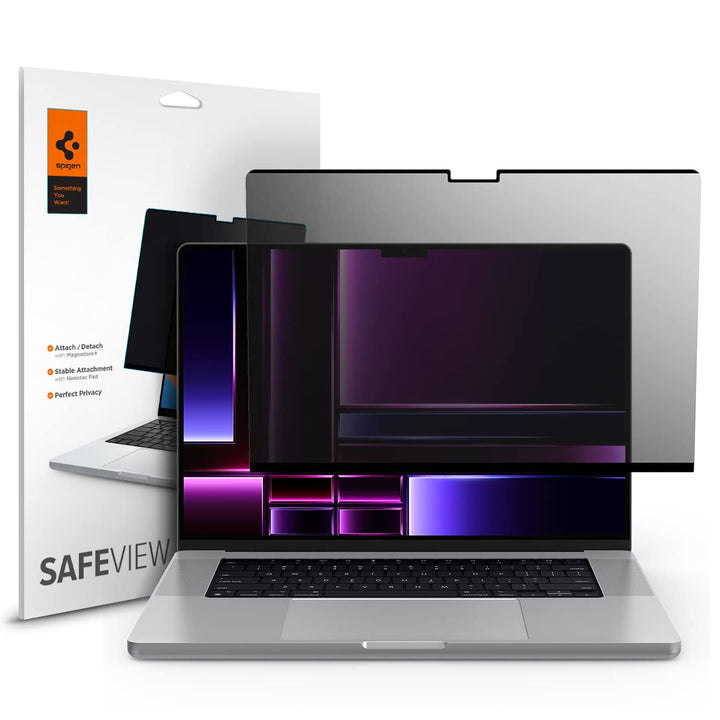 Spigen SafeView Magnetischer Blickschutzfilter für MacBook Pro 16 Zoll (ab 2021, M3 / M3 Pro / M3 Ma