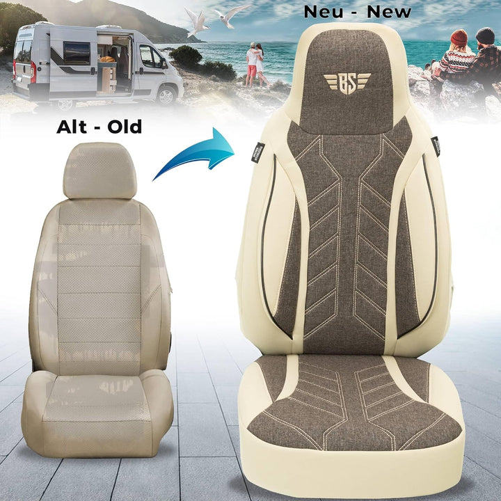 BREMER SITZBEZÜGE Wohnmobil Schonbezüge für FIAT Ducato Jumper Boxer PLKT211 PLKT211 - Beige/Braun,