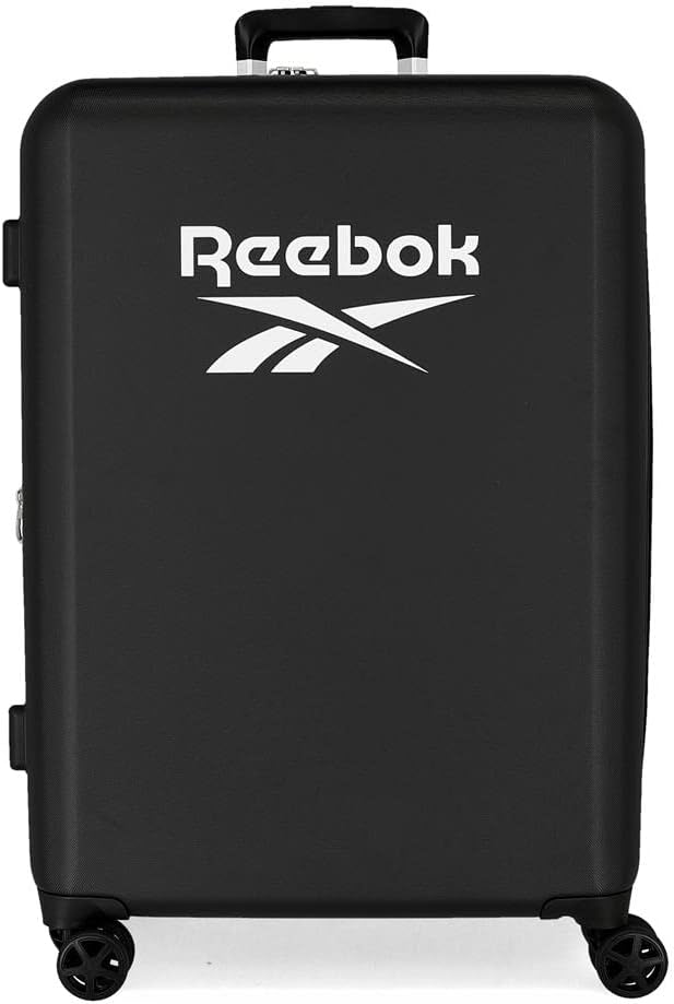 Reebok Roxbury Koffer, mittelgross, Schwarz, 48 x 70 x 26 cm, fester ABS-Kunststoff, integrierter TS