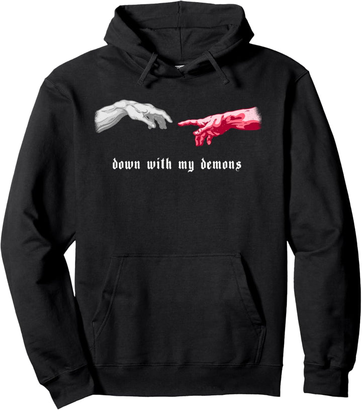 Down With My Demons Okkult Goth Grunge Aesthetic EGirl Eboy Pullover Hoodie