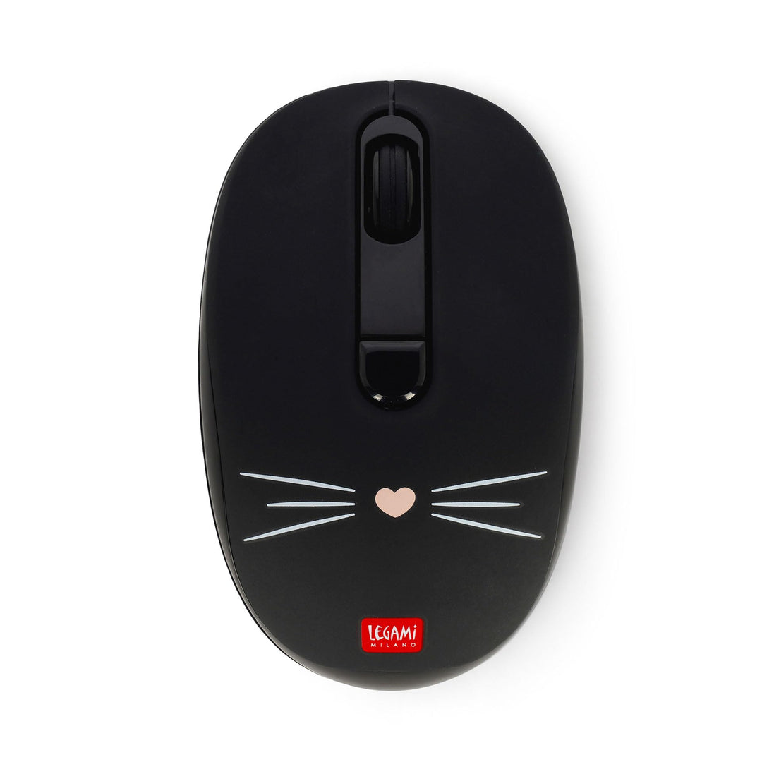 LEGAMI – Kabellose Maus mit ultrakompaktem USB-Empfänger, Kitty, 3 Geschwindigkeitsoptionen, ABS-Mat