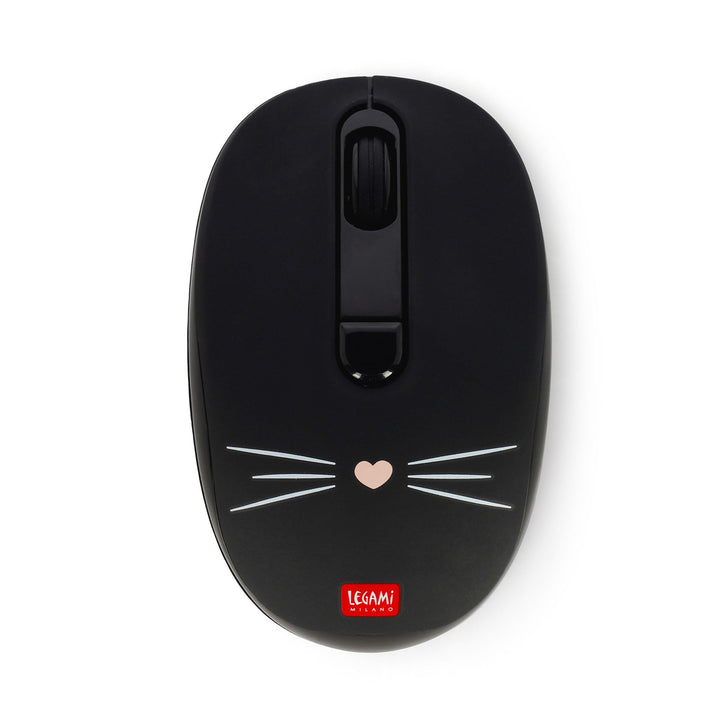 LEGAMI – Kabellose Maus mit ultrakompaktem USB-Empfänger, Kitty, 3 Geschwindigkeitsoptionen, ABS-Mat