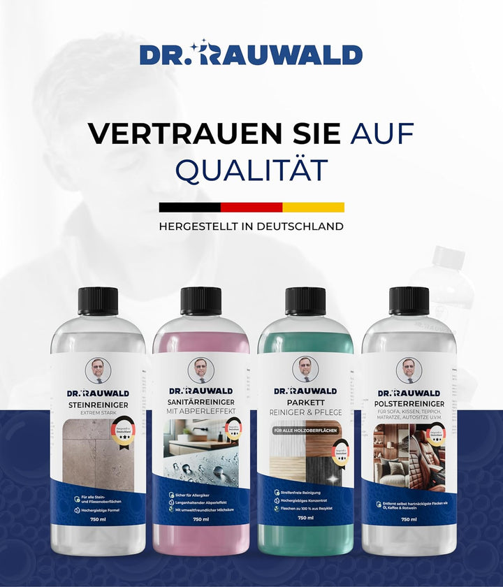 Dr. Rauwald Premium Sanitärreiniger mit Abperleffekt 3x [750ml] – Extra Stark gegen Kalk & Schmutz –