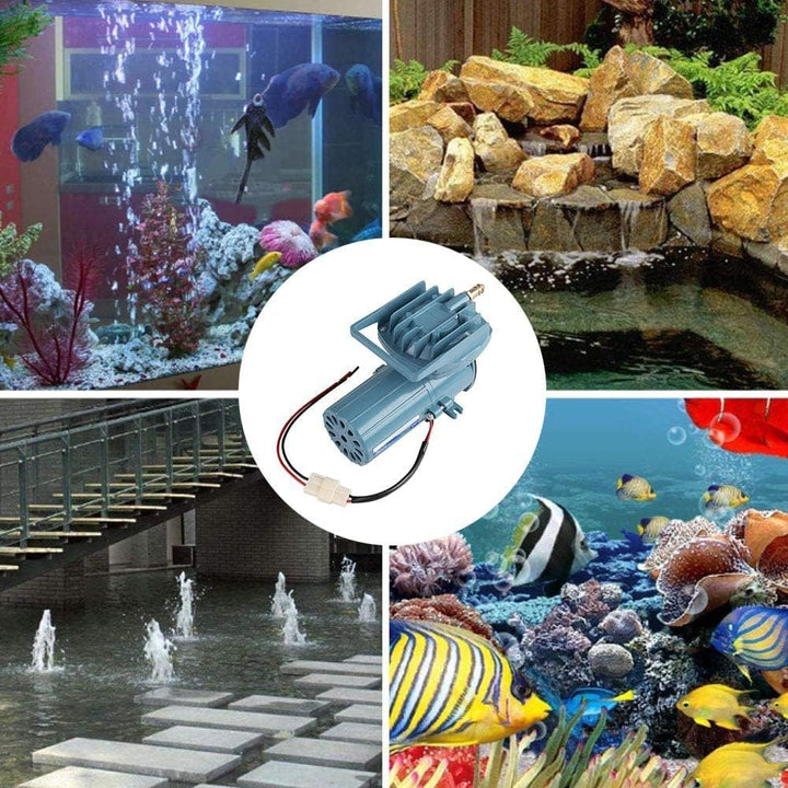 Superleise Aquarium Durchlüfter Luftpumpe, 12v 35W 68 l/min Leistungsstark Sauerstoffpumpe mit 6 Spe