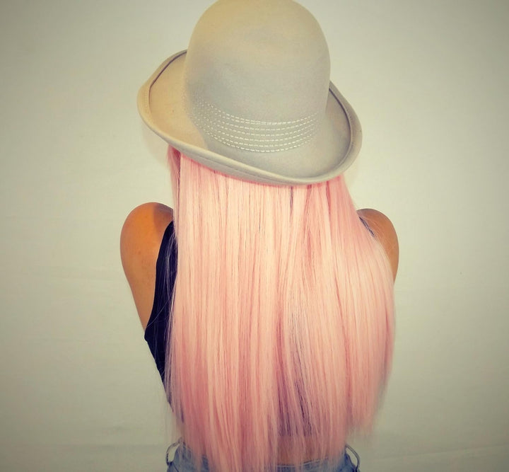 Prettyland Damen C018 Märchen lange Perücke Party Glatt 60cm Cosplay Mittellang Rosa Wig