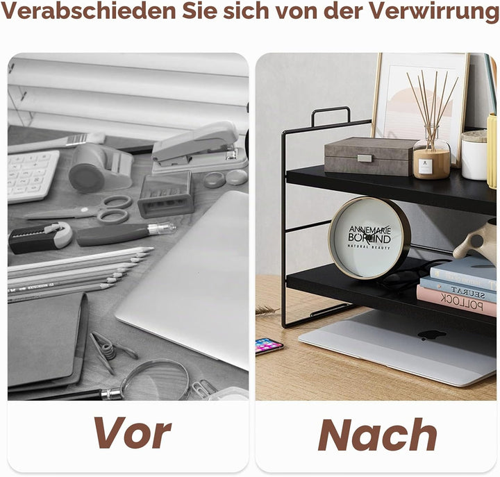 powerking Schreibtisch Regal Organizer, 2-Tier Desktop Regale, justierbare Bücherregal Speicher Rack