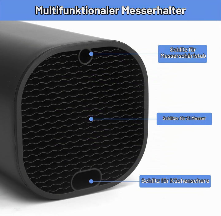Universal Messerblock Ohne Messer Knife Holder mit 21 Schlitzen, Abflussdesign Abnehmbarer Messerhal