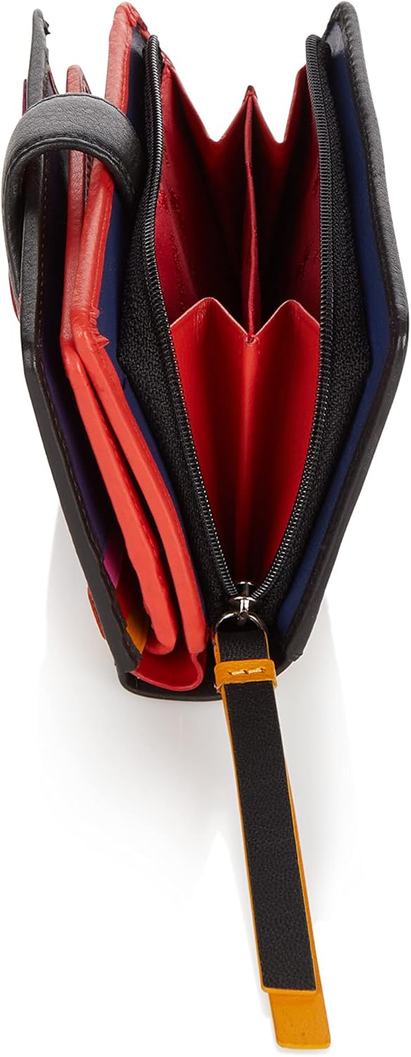 VISCONTI 100% Pur Leder Portemonnaie Damen RFID Schutz Geldbeutel Geldbörse Bifold Mehrfarbig Portmo