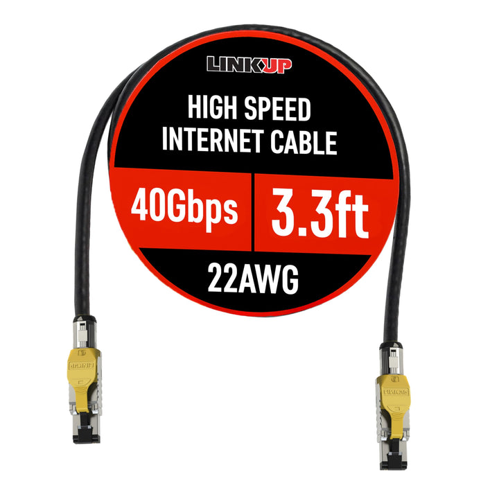 LINKUP - [GHMT & DSX8000 Zertifiziert] Cat8-Ethernet-Patchkabel S/FTP 22AWG Doppelt Geschirmtes Mass