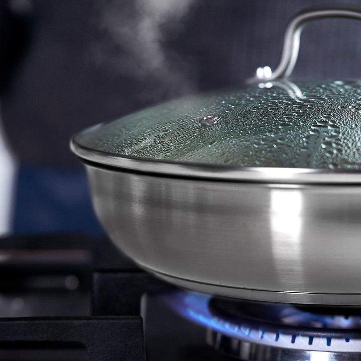 Springlane Edelstahl Bratpfanne Ø 24cm mit Glasdeckel – Induktion, Ofenfest bis 250°C, Unbeschichtet