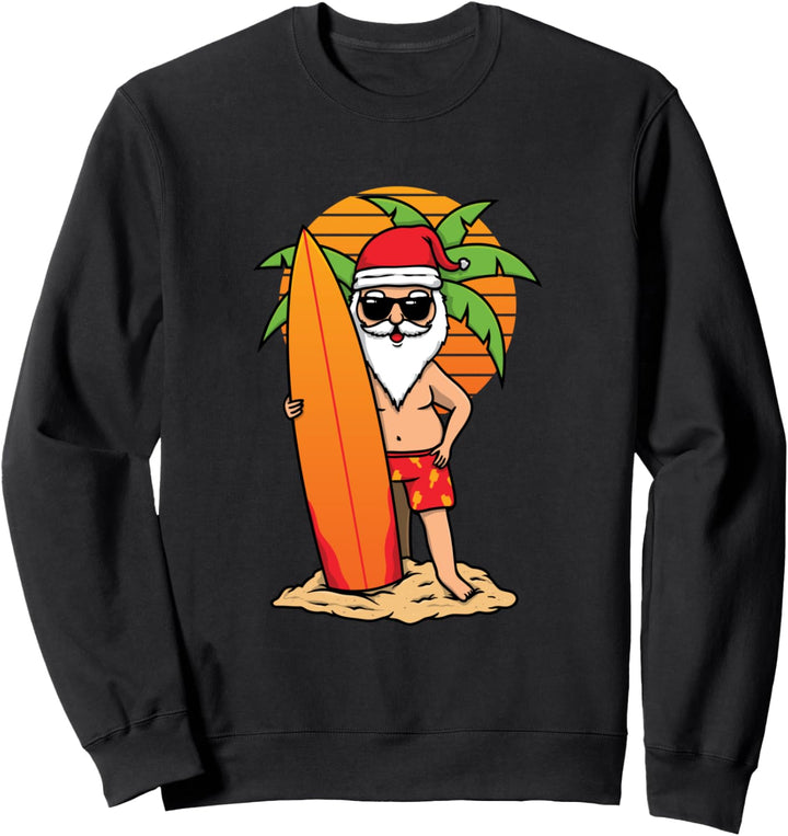 Lustige Surfen Santa Weihnachten im Juli Frauen Männer Sweatshirt