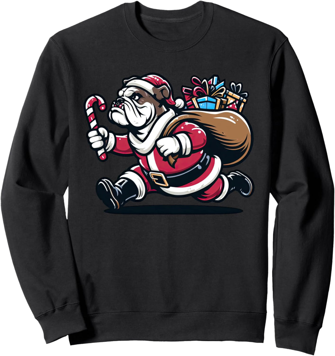 Englische Bulldogge Weihnachten Lustiger Hund Weihnachtsmann Sweatshirt