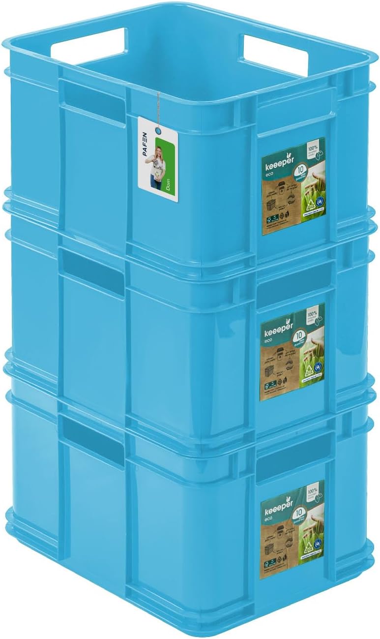 3x Euro Stapelbox 16l - 35 x 27 x 21 cm – Eco Aufbewahrungsbehälter Euro-box Stapelkasten Transport