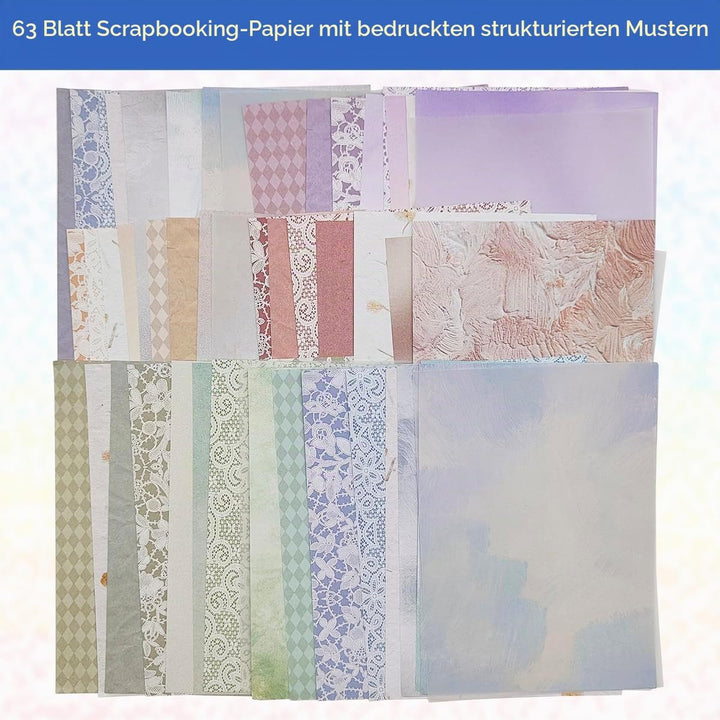 105 Blatt Scrapbook Papier Dekoratives Strukturpapier FineGood Mesh Stoff Sortiertes Set Bastelpapie