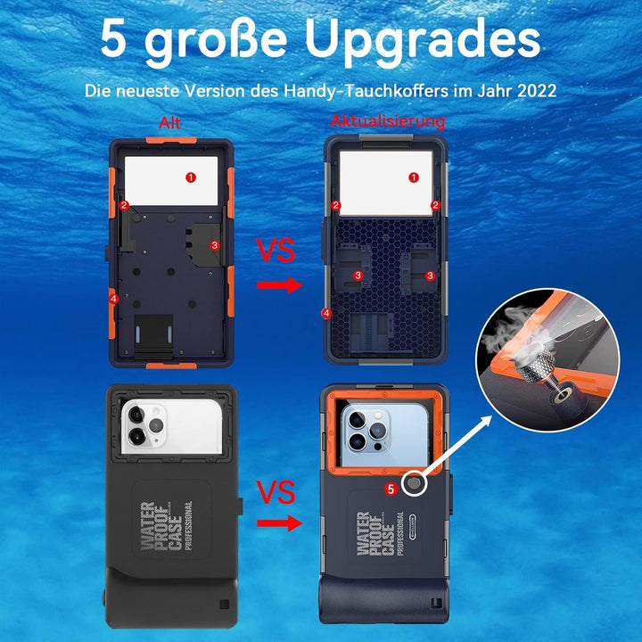[ Upgrade] wasserdichte Handyhülle Universelle Tauchen Professionelle Handy Unterwasser Hülle Handyt