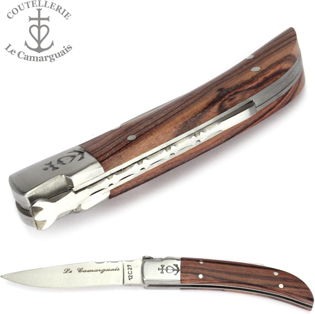 Le Camarguais 10 cm Taschenmesser 20003 - Griffschalen Palisander - Klinge 9 cm Stahl 12C27-1 Backe