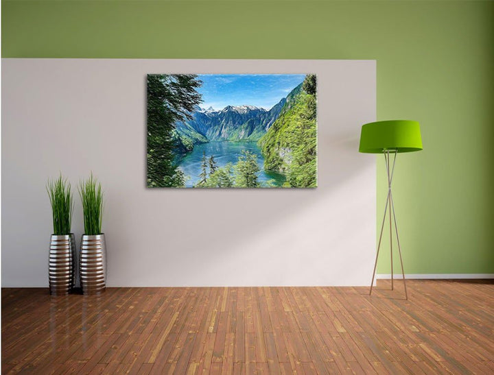 Pixxprint Blick auf den Königssee als Leinwandbild/Grösse: 100x70 / Wandbild/Kunstdruck/fertig bespa