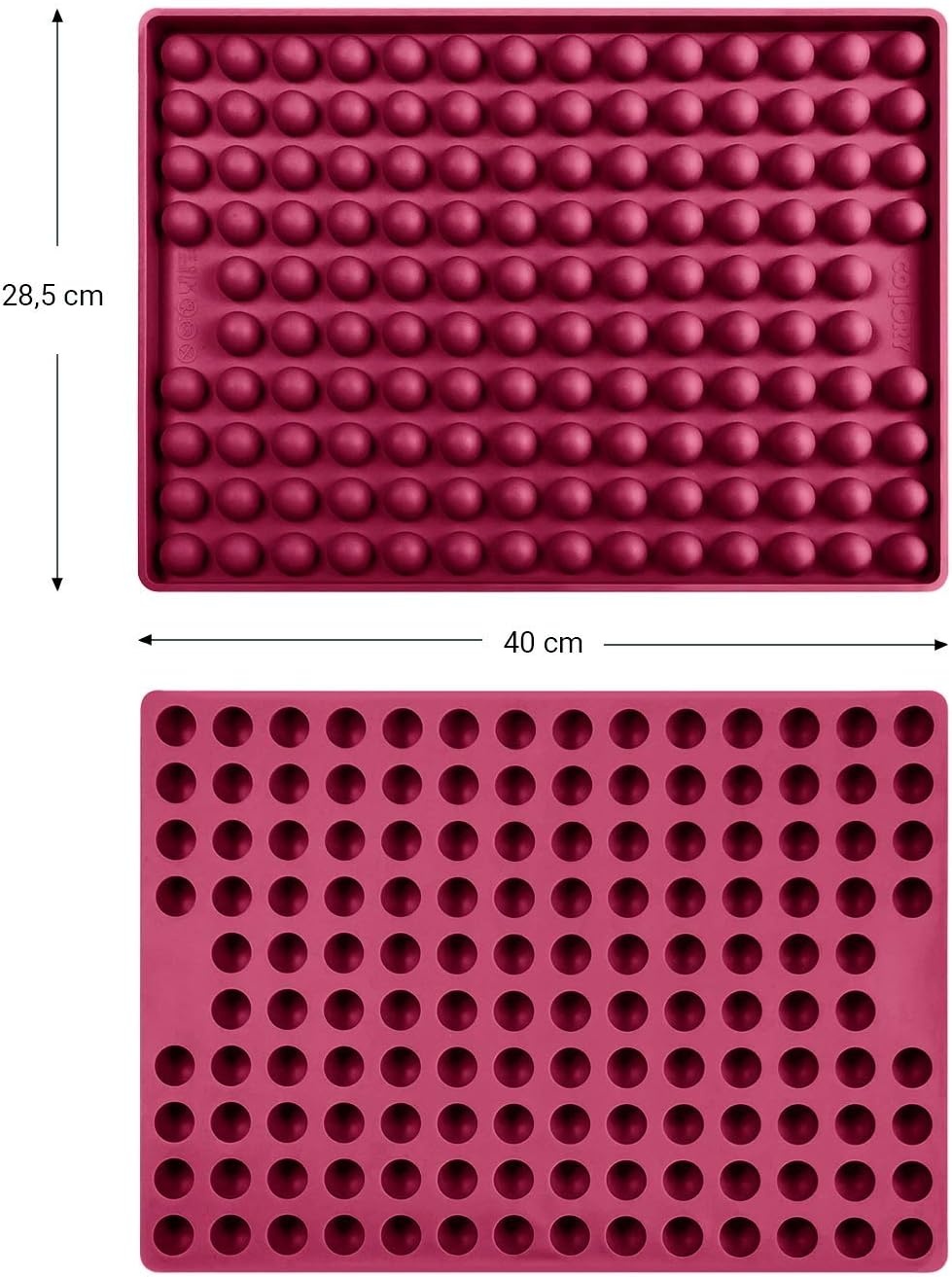 Collory® Backmatte Hundekekse für GROSSE HALBKUGEL (2cm Ø) Leckerlis, Silikon Backform, Backunterlag