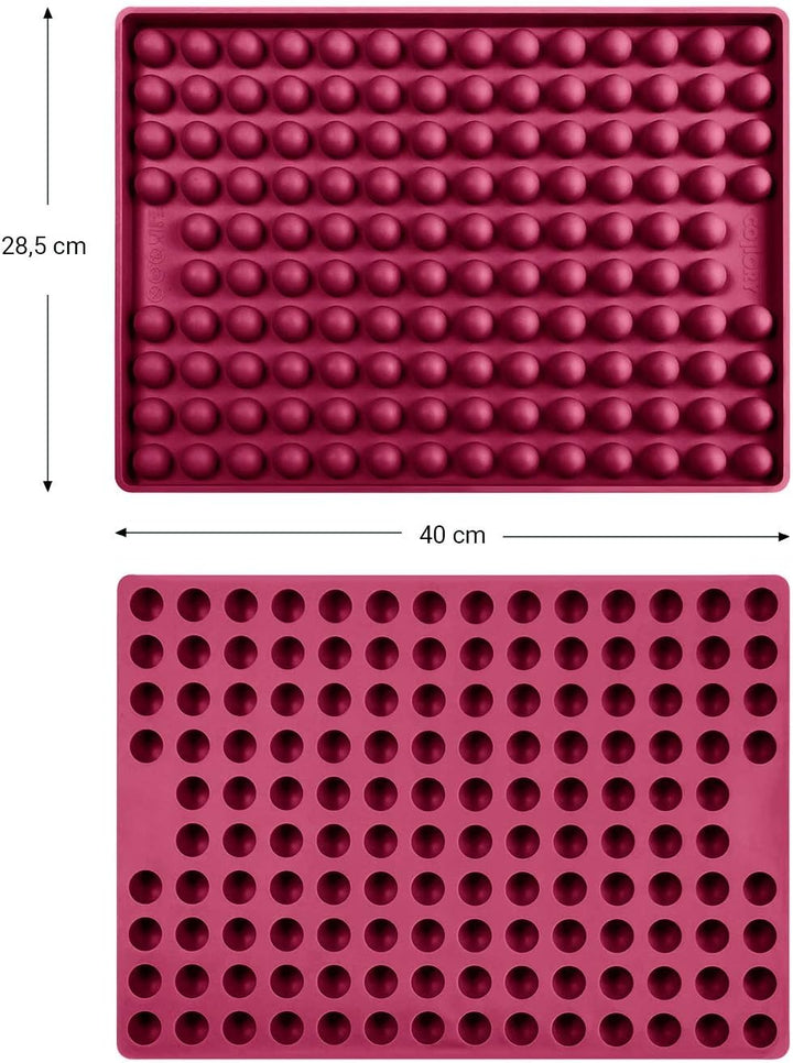 Collory® Backmatte Hundekekse für GROSSE HALBKUGEL (2cm Ø) Leckerlis, Silikon Backform, Backunterlag