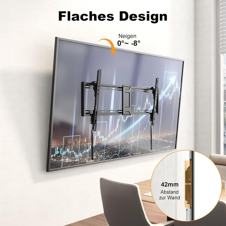 Universal TV-Wandhalterung 43-95 Zoll Neigbar - Flache TV Halterung bis 75kg, VESA 800x400 kompatibe