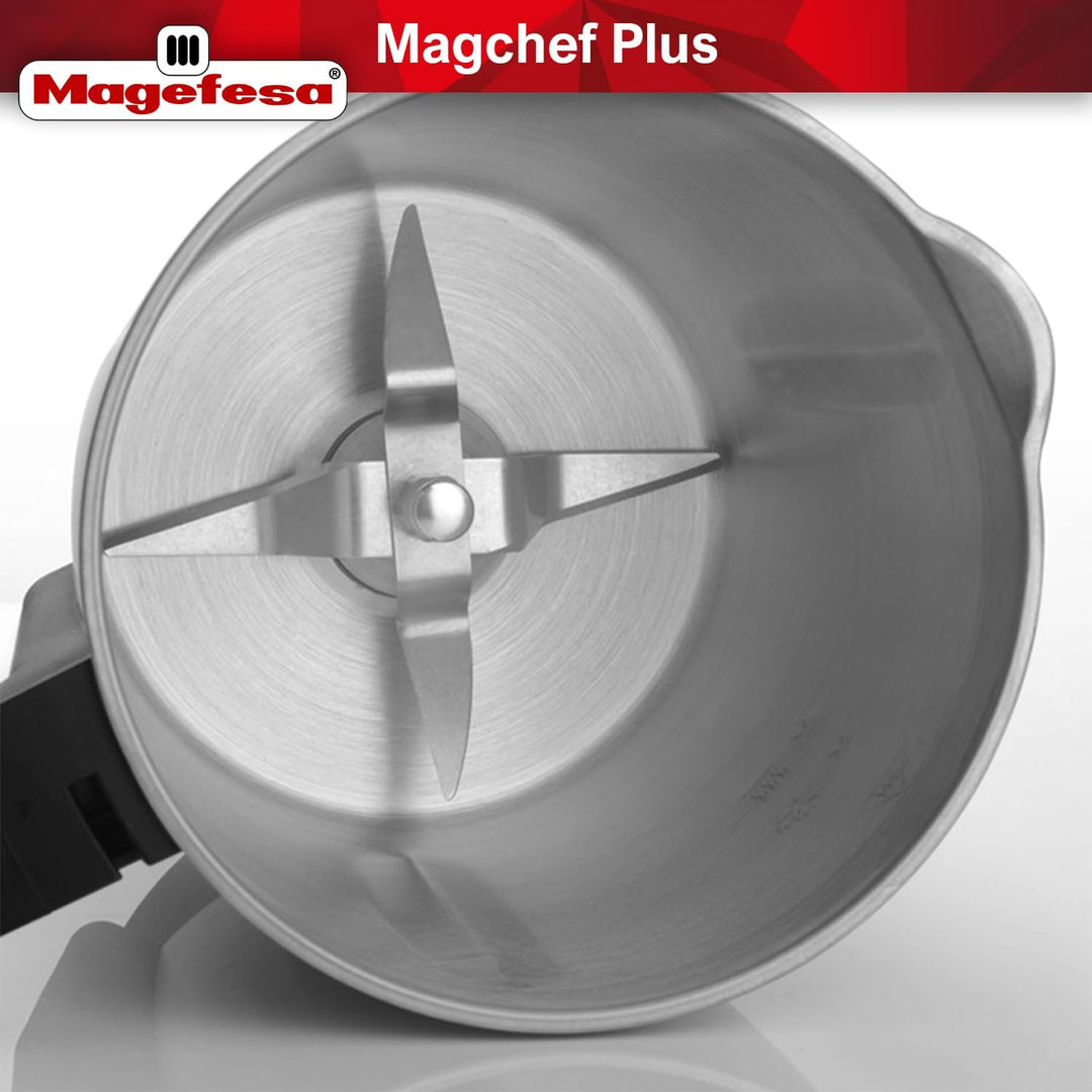 Magefesa Magchef Plus – Multifunktionaler Küchenroboter Weiss, 3,3L, 23 Funktionen, Rezeptbuch, Spat