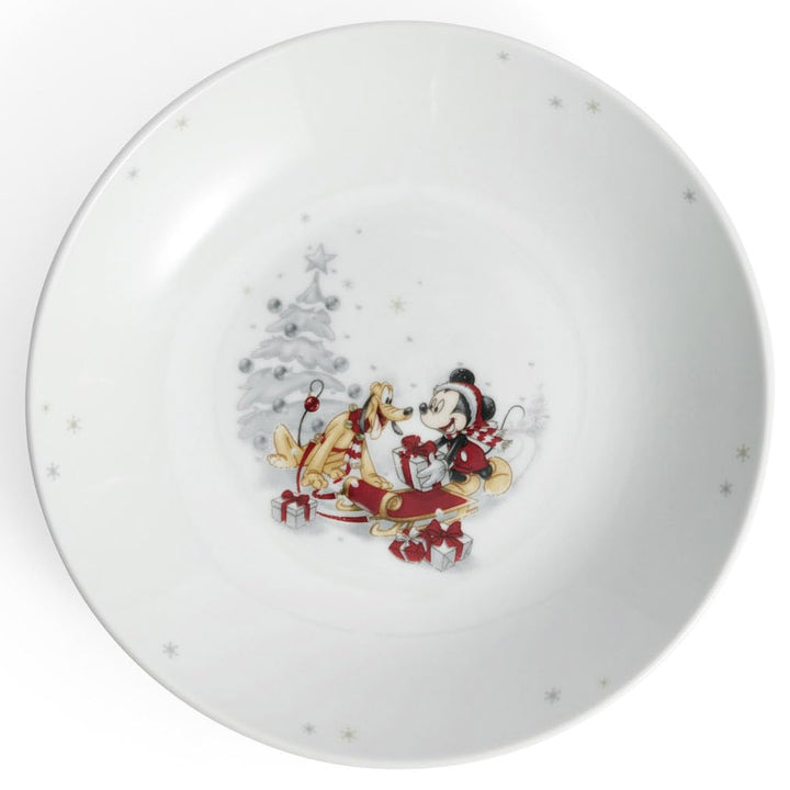 Disney Winter-Kollektion tiefer Teller 22cm aus Porzellan | Micky & Pluto Design – Offiziell lizenzi