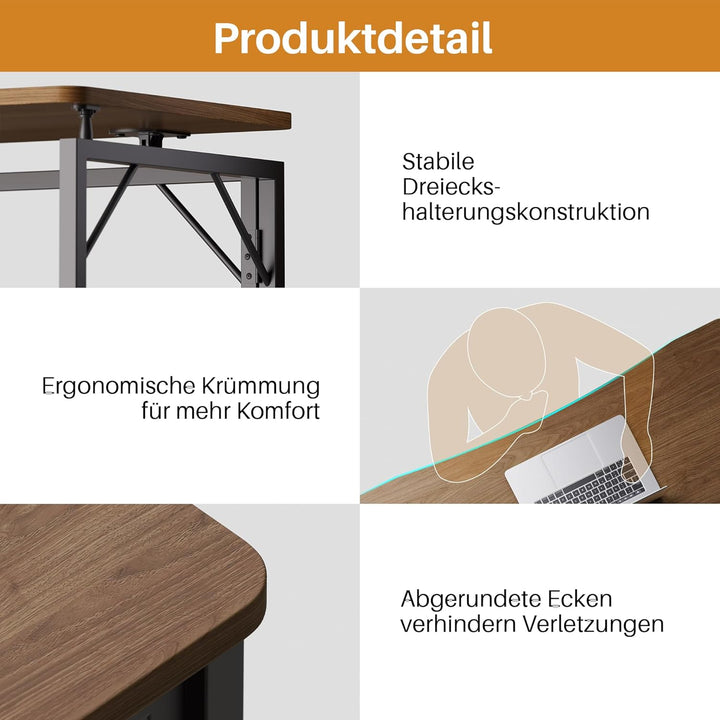 JOYMOOP 80 cm Klappschreibtisch – Braun, Keine Montage, Kleiner Faltbarer Schreibtisch für Zuhause,