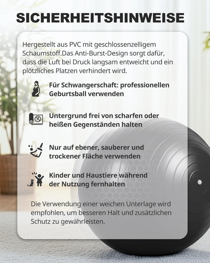 Trideer Gymnastikball – Sitzball, Pezziball &amp; Pilates Ball für Büro &amp; Rückentraining, Balance Ball f